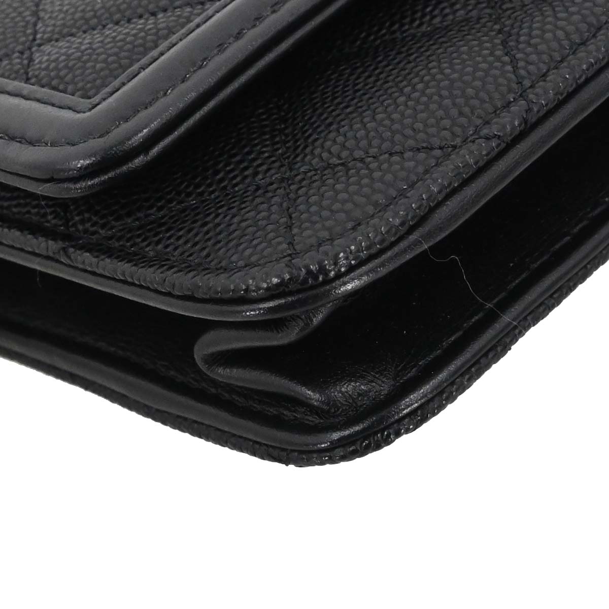 Chanel 2019 Black Caviar Skin CC Filigree WOC Wallet on Chain Bag