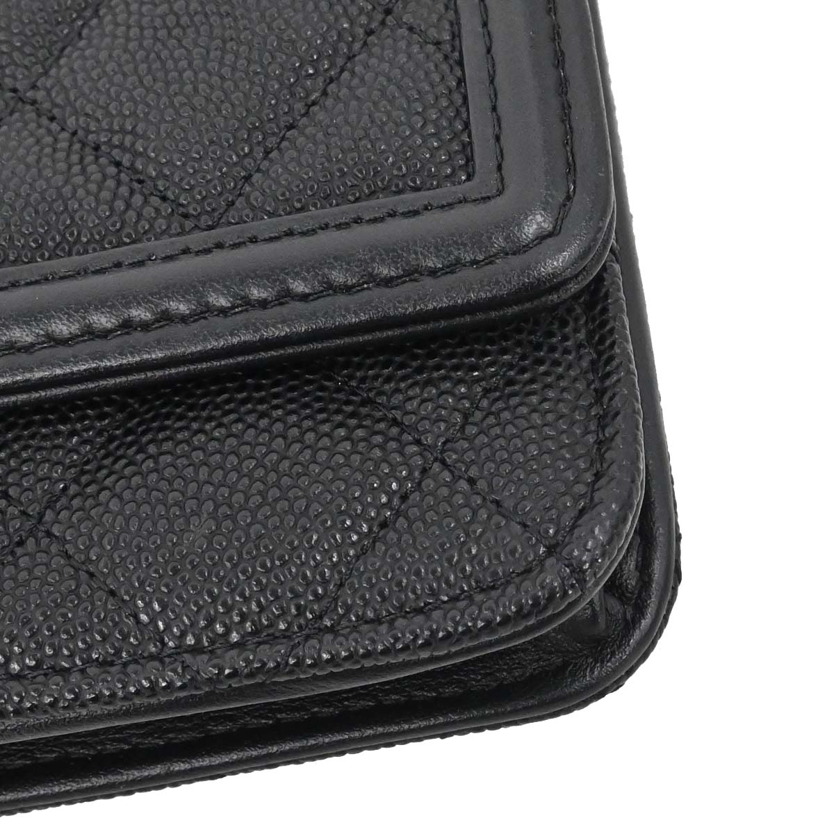 Chanel 2019 Black Caviar Skin CC Filigree WOC Wallet on Chain Bag