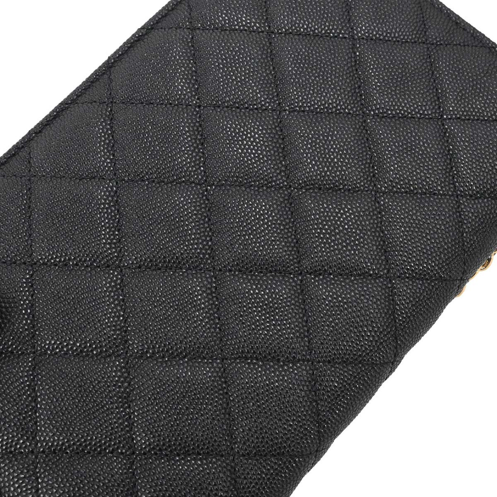Chanel 2019 Black Caviar Skin CC Filigree WOC Wallet on Chain Bag