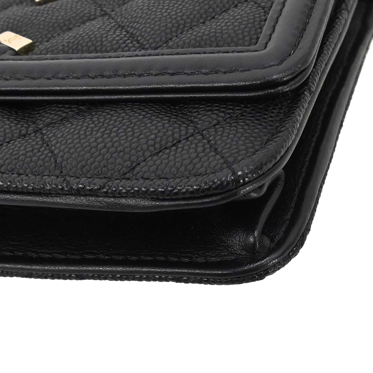 Chanel 2019 Black Caviar Skin CC Filigree WOC Wallet on Chain Bag