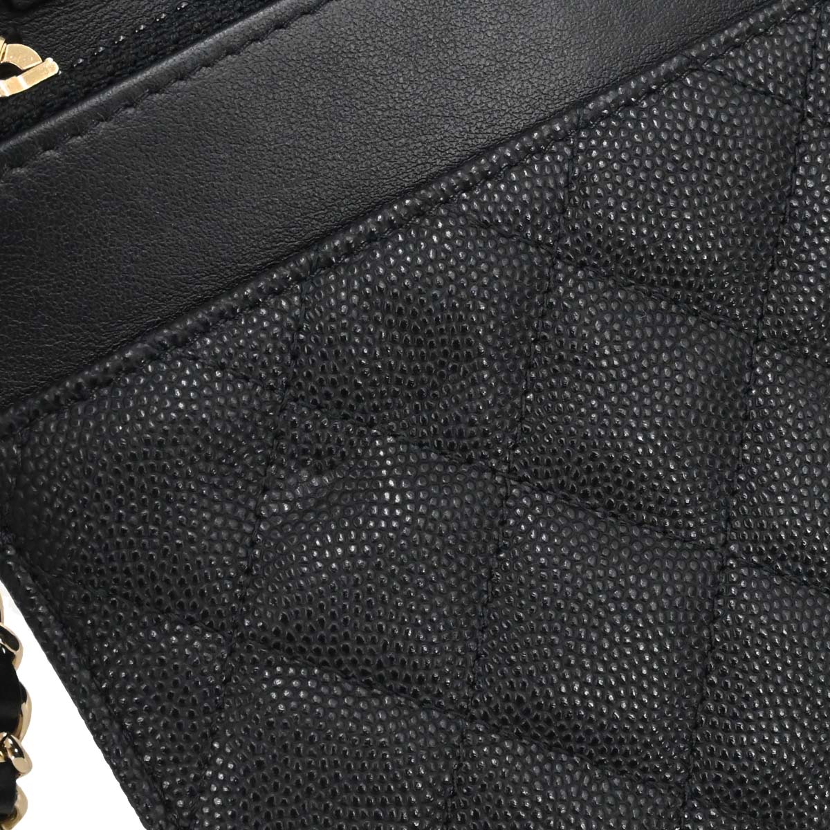 Chanel 2019 Black Caviar Skin CC Filigree WOC Wallet on Chain Bag