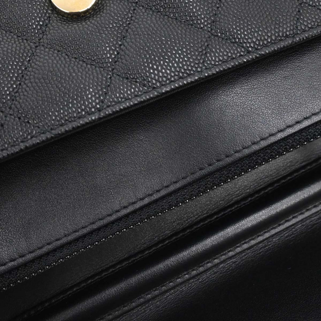 Chanel 2019 Black Caviar Skin CC Filigree WOC Wallet on Chain Bag