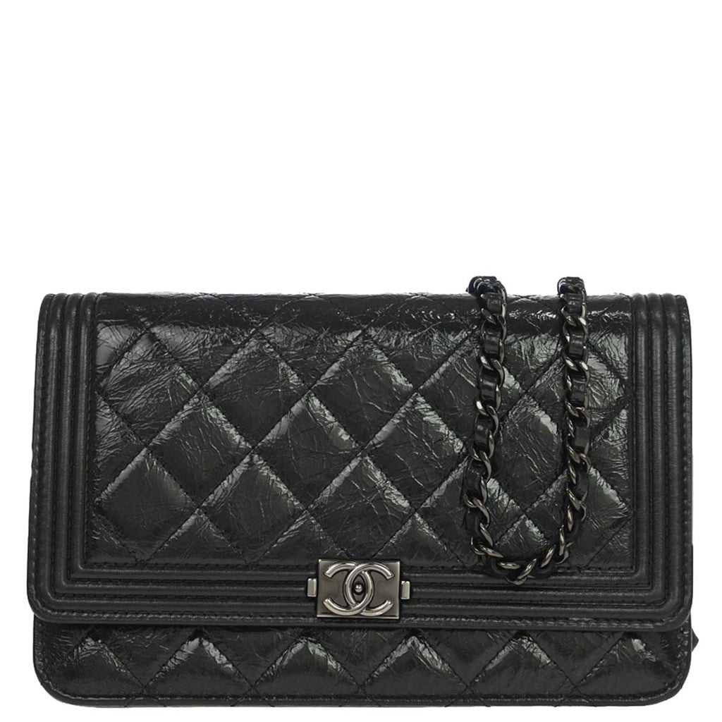 Boy Chanel 2014 Black Calfskin WOC Wallet on Chain Bag