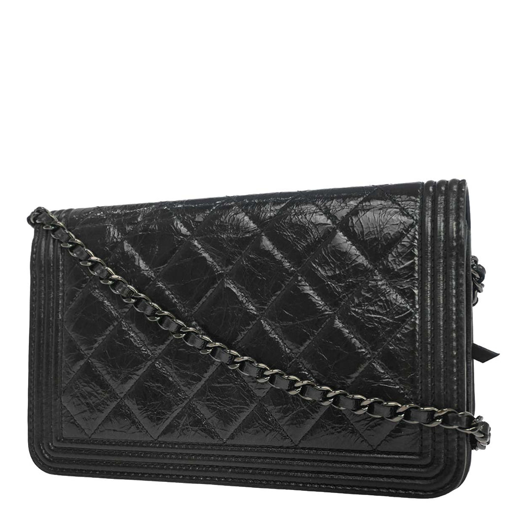 Boy Chanel 2014 Black Calfskin WOC Wallet on Chain Bag