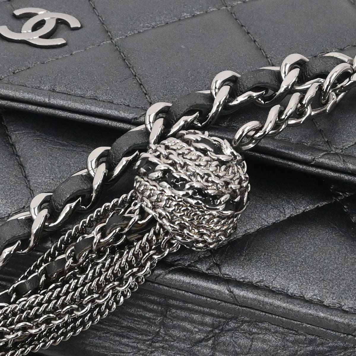 Chanel 2018-2019 Gray Lambskin Classic WOC Wallet on Chain Bag