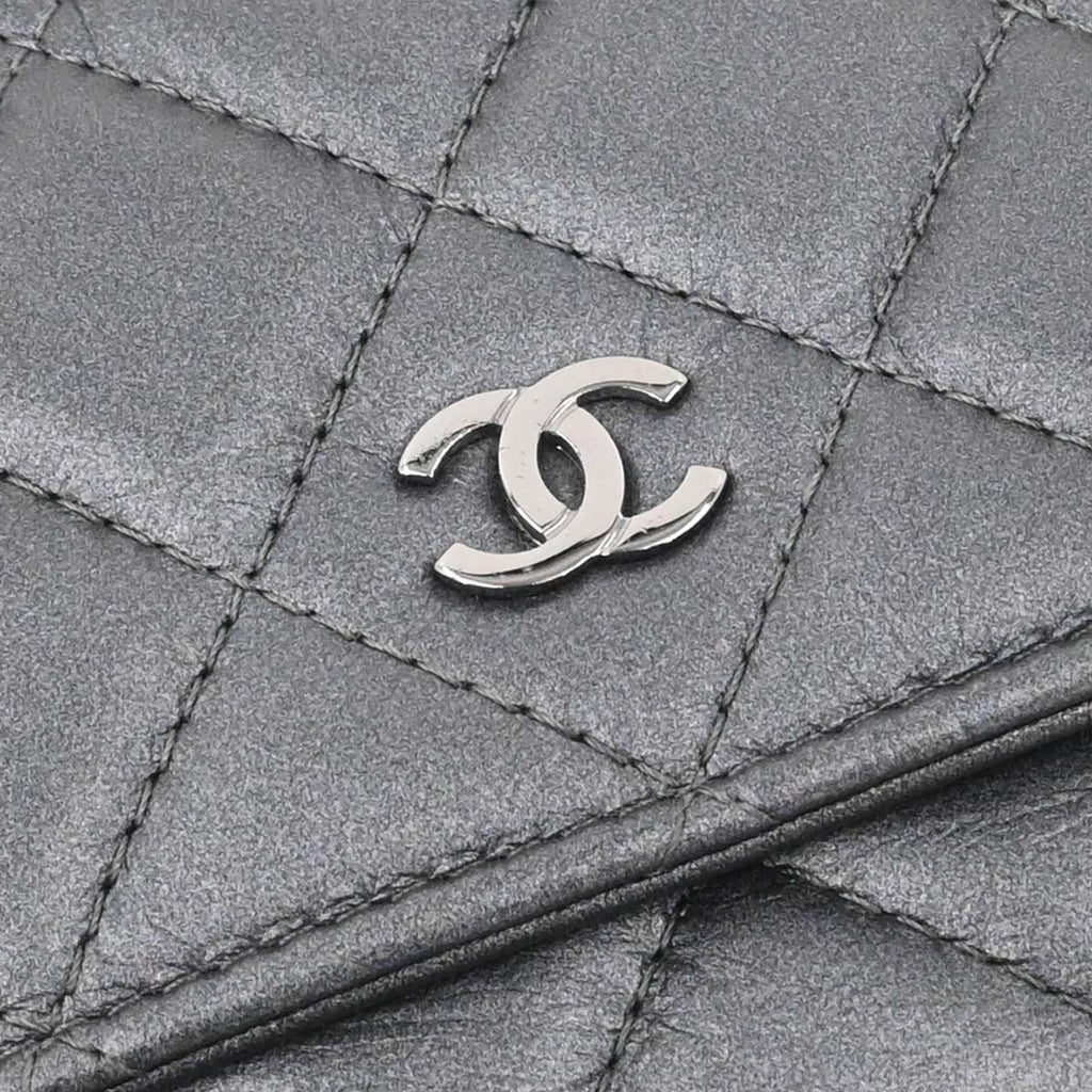 Chanel 2018-2019 Gray Lambskin Classic WOC Wallet on Chain Bag