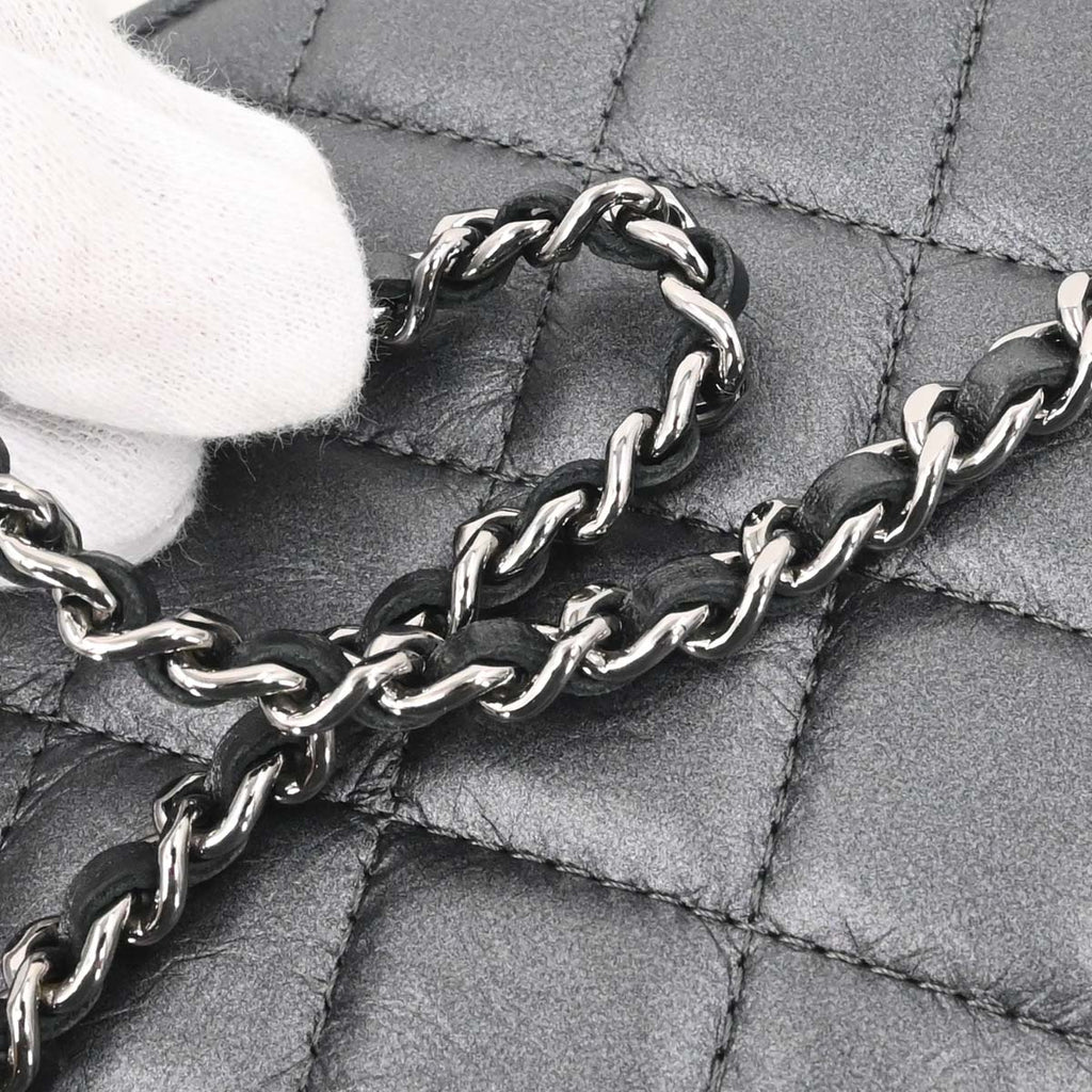 Chanel 2018-2019 Gray Lambskin Classic WOC Wallet on Chain Bag
