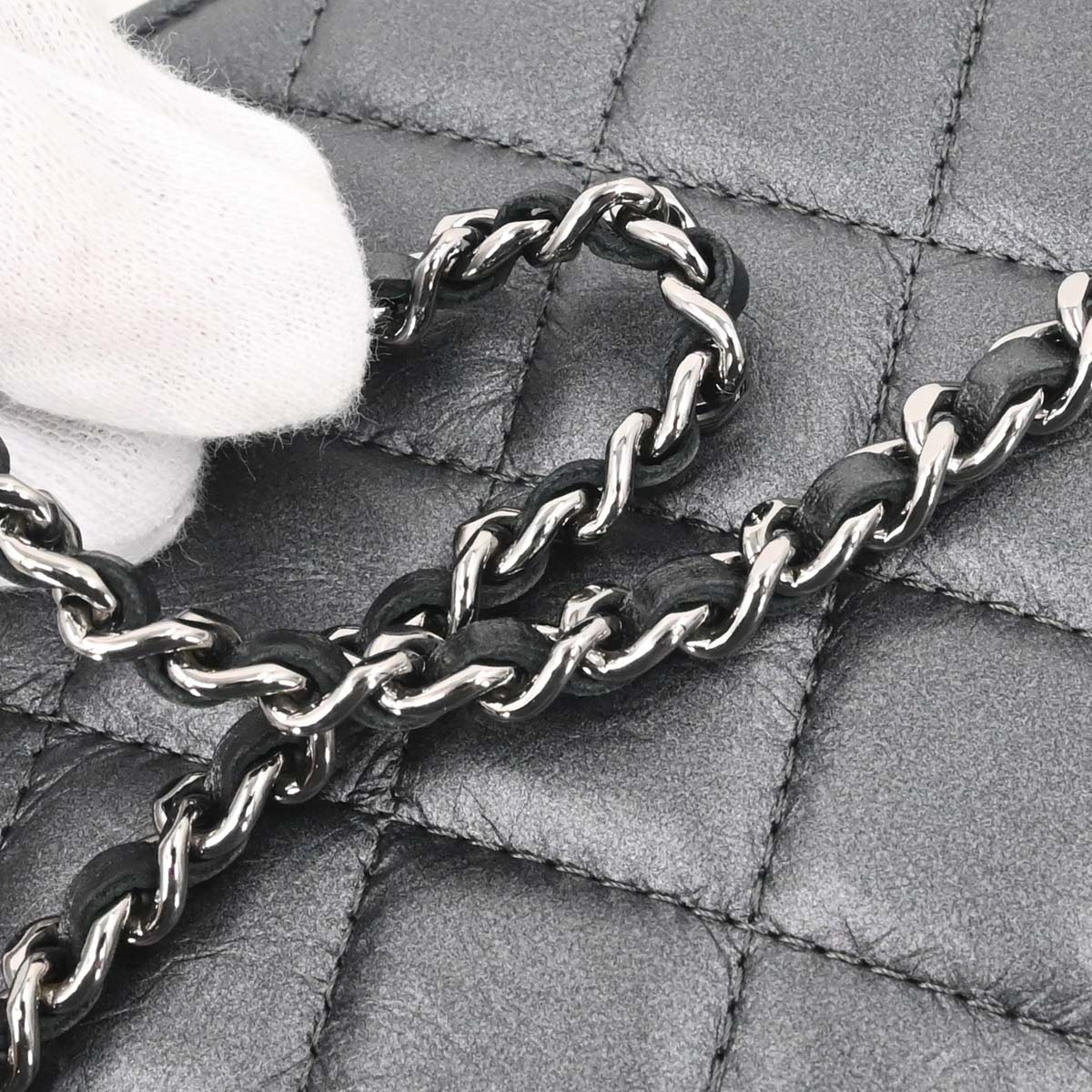Chanel 2018-2019 Gray Lambskin Classic WOC Wallet on Chain Bag