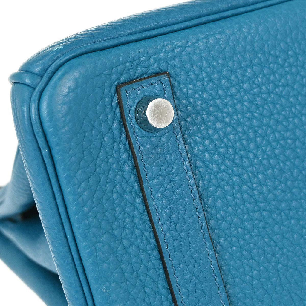 Hermes Blue Izmir Taurillon Clemence Birkin 30 Verso Handbag