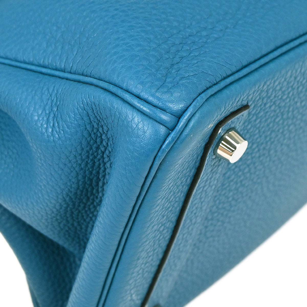 Hermes Blue Izmir Taurillon Clemence Birkin 30 Verso Handbag
