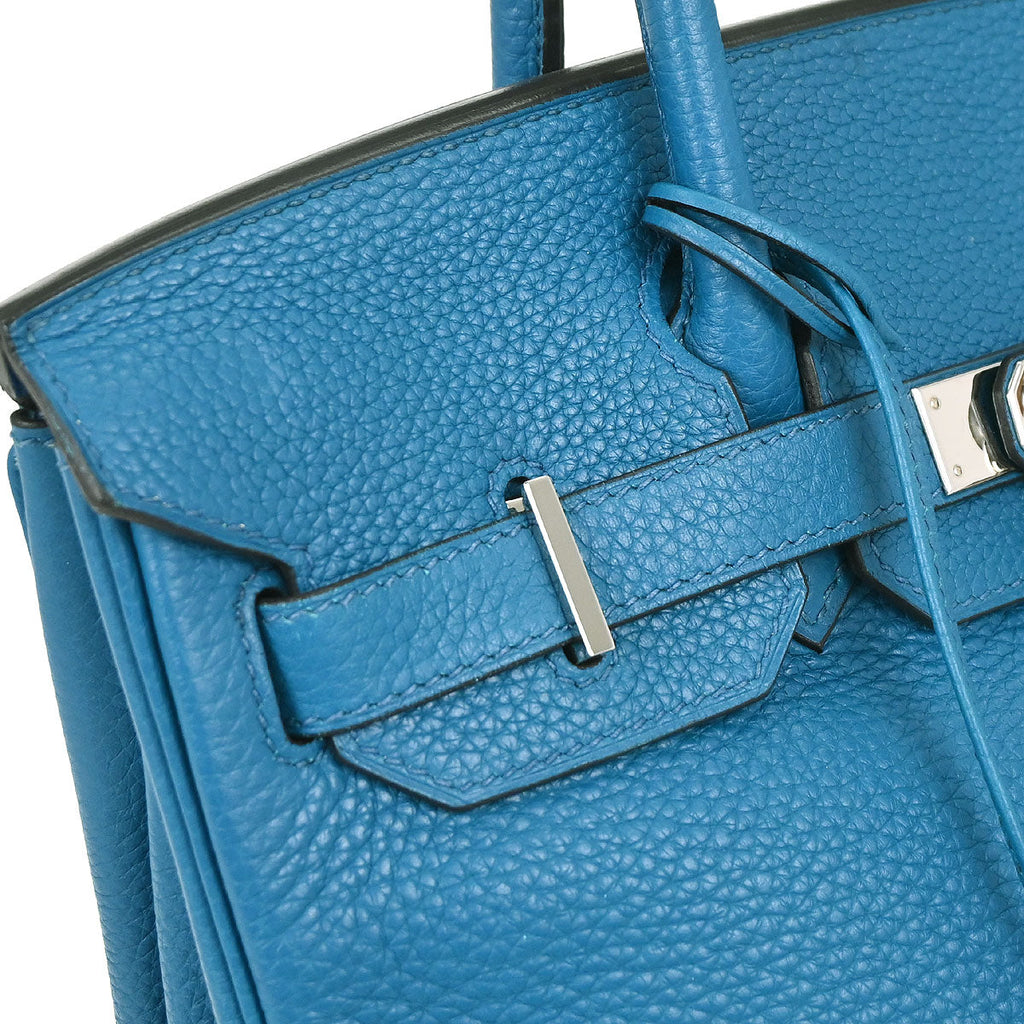 Hermes Blue Izmir Taurillon Clemence Birkin 30 Verso Handbag