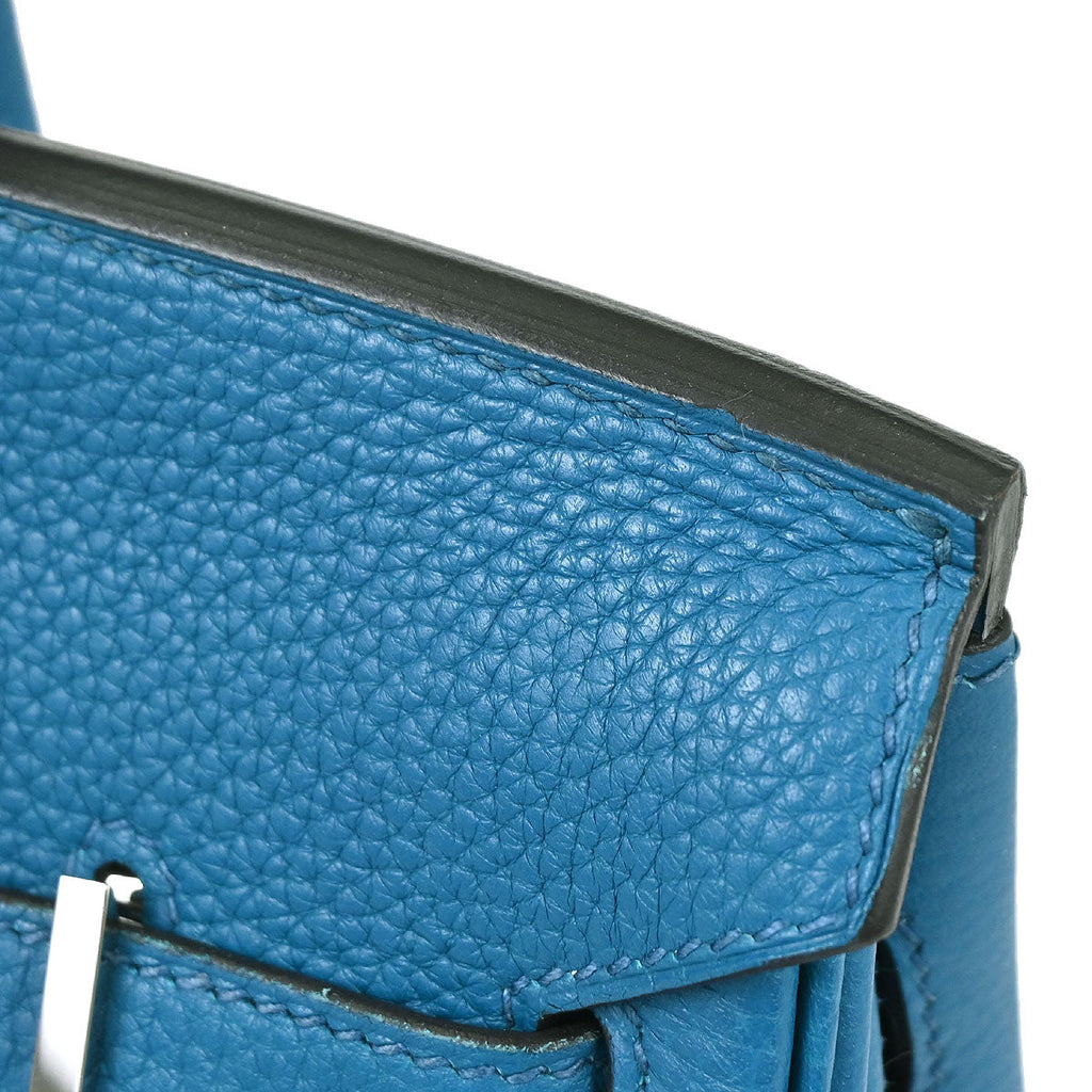 Hermes Blue Izmir Taurillon Clemence Birkin 30 Verso Handbag