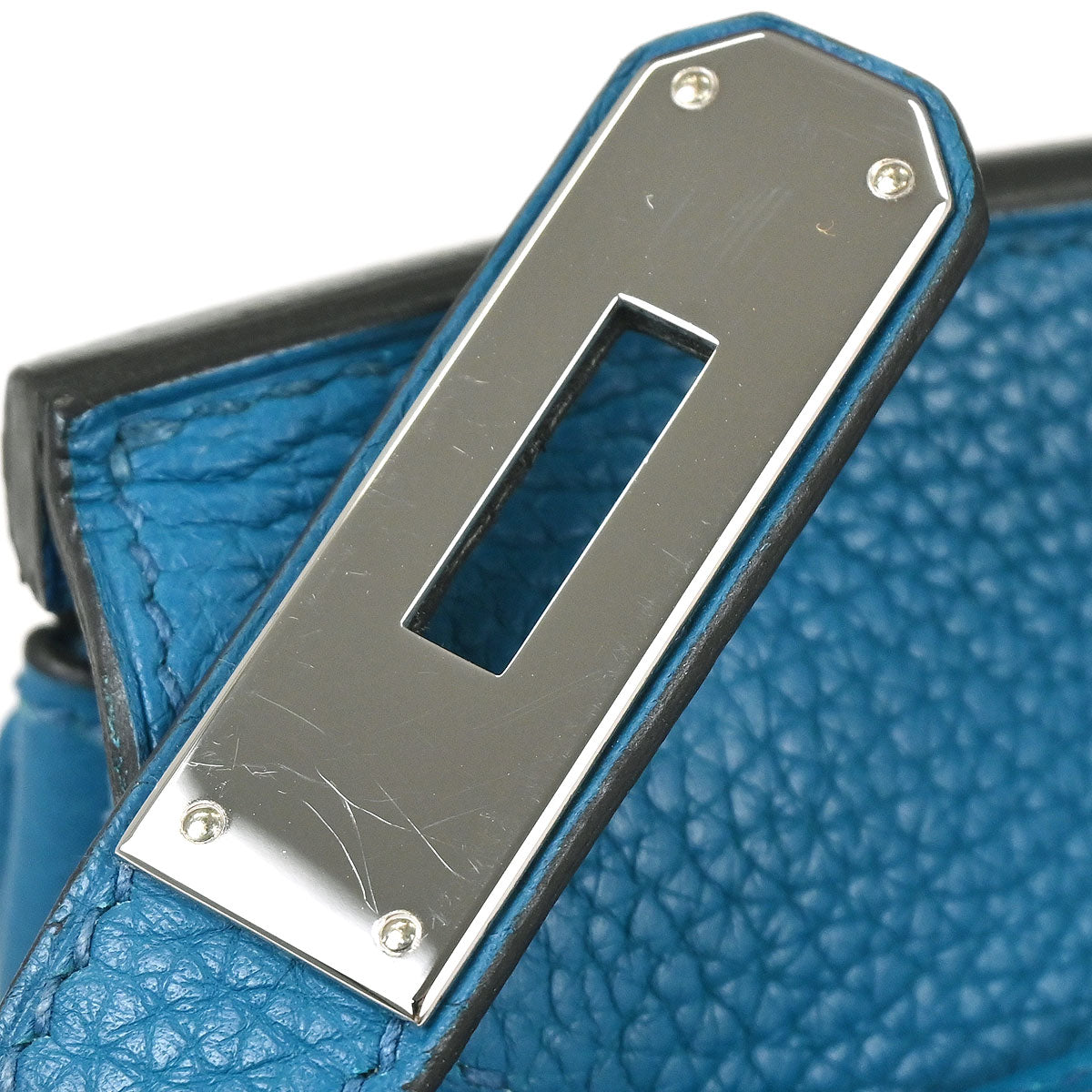 Hermes Blue Izmir Taurillon Clemence Birkin 30 Verso Handbag