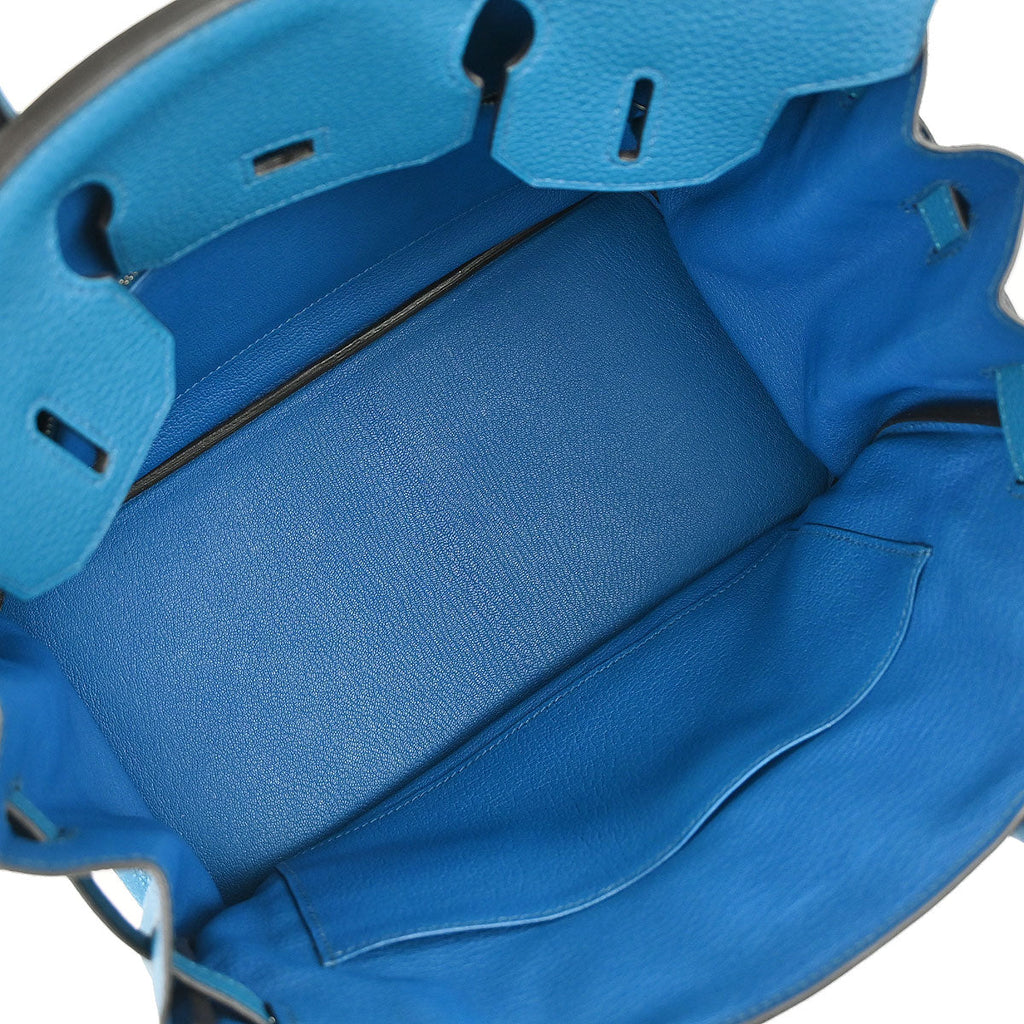 Hermes Blue Izmir Taurillon Clemence Birkin 30 Verso Handbag