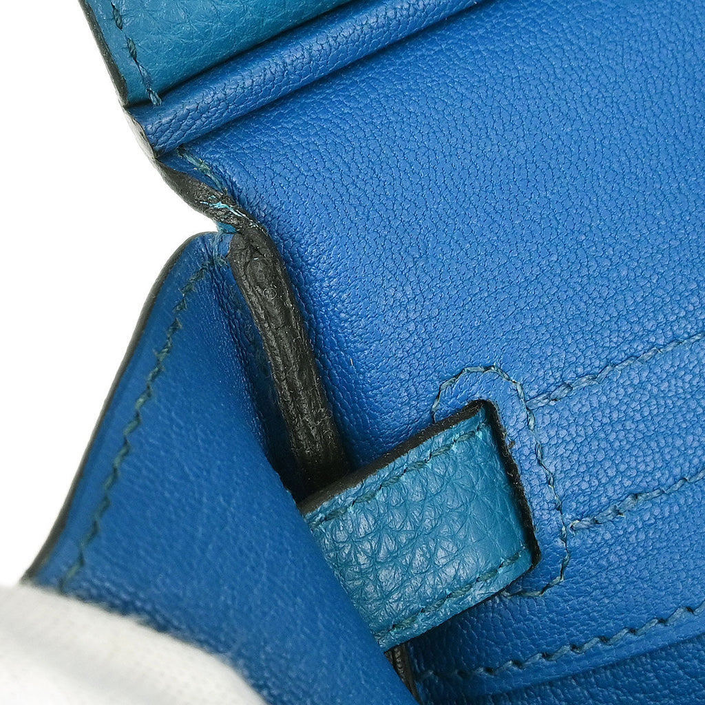 Hermes Blue Izmir Taurillon Clemence Birkin 30 Verso Handbag