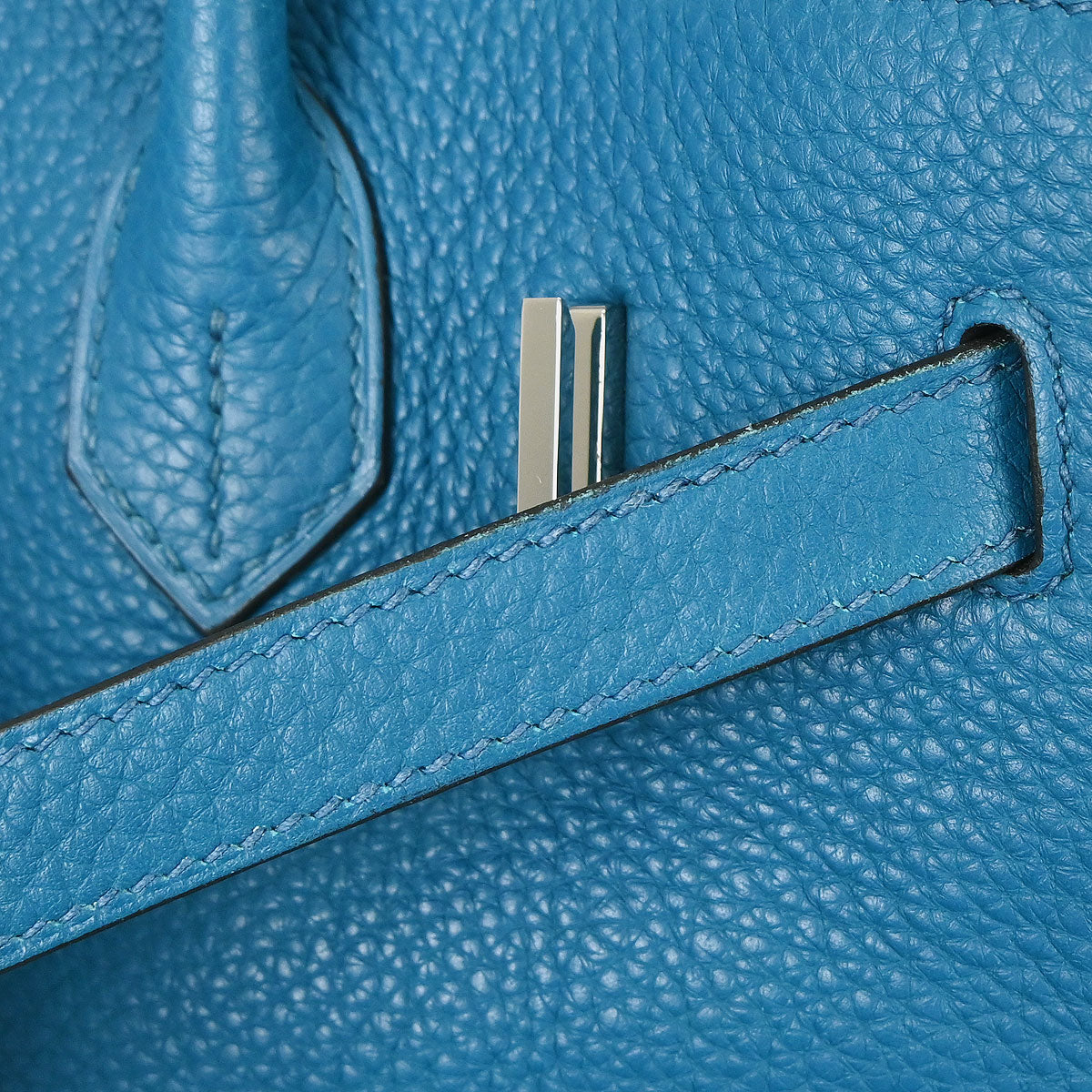Hermes Blue Izmir Taurillon Clemence Birkin 30 Verso Handbag