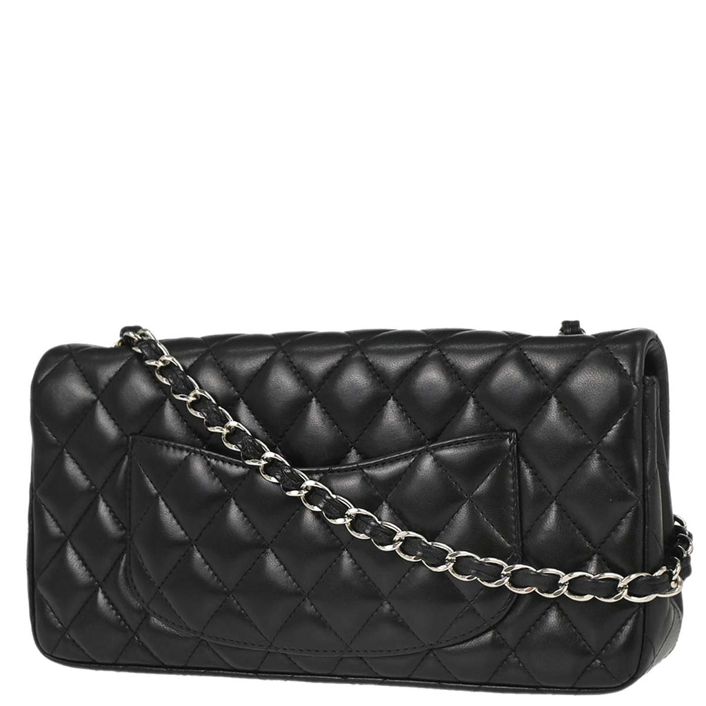 Chanel Black Lambskin East West Shoulder Bag