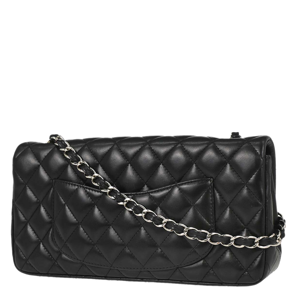 Chanel Black Lambskin East West Shoulder Bag