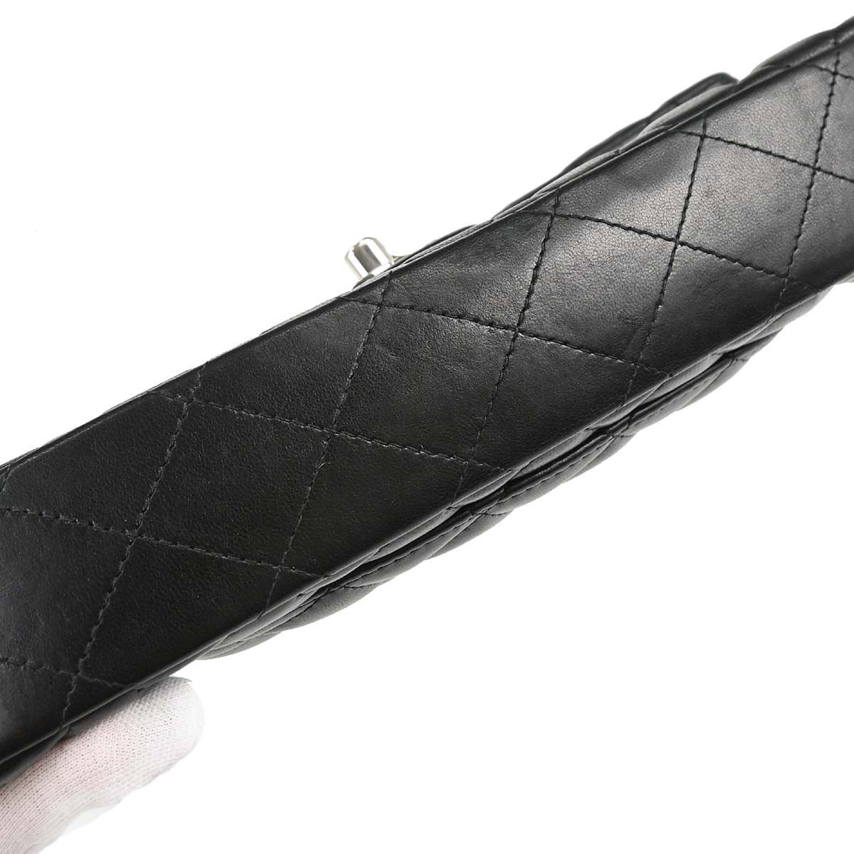 Chanel Black Lambskin East West Shoulder Bag