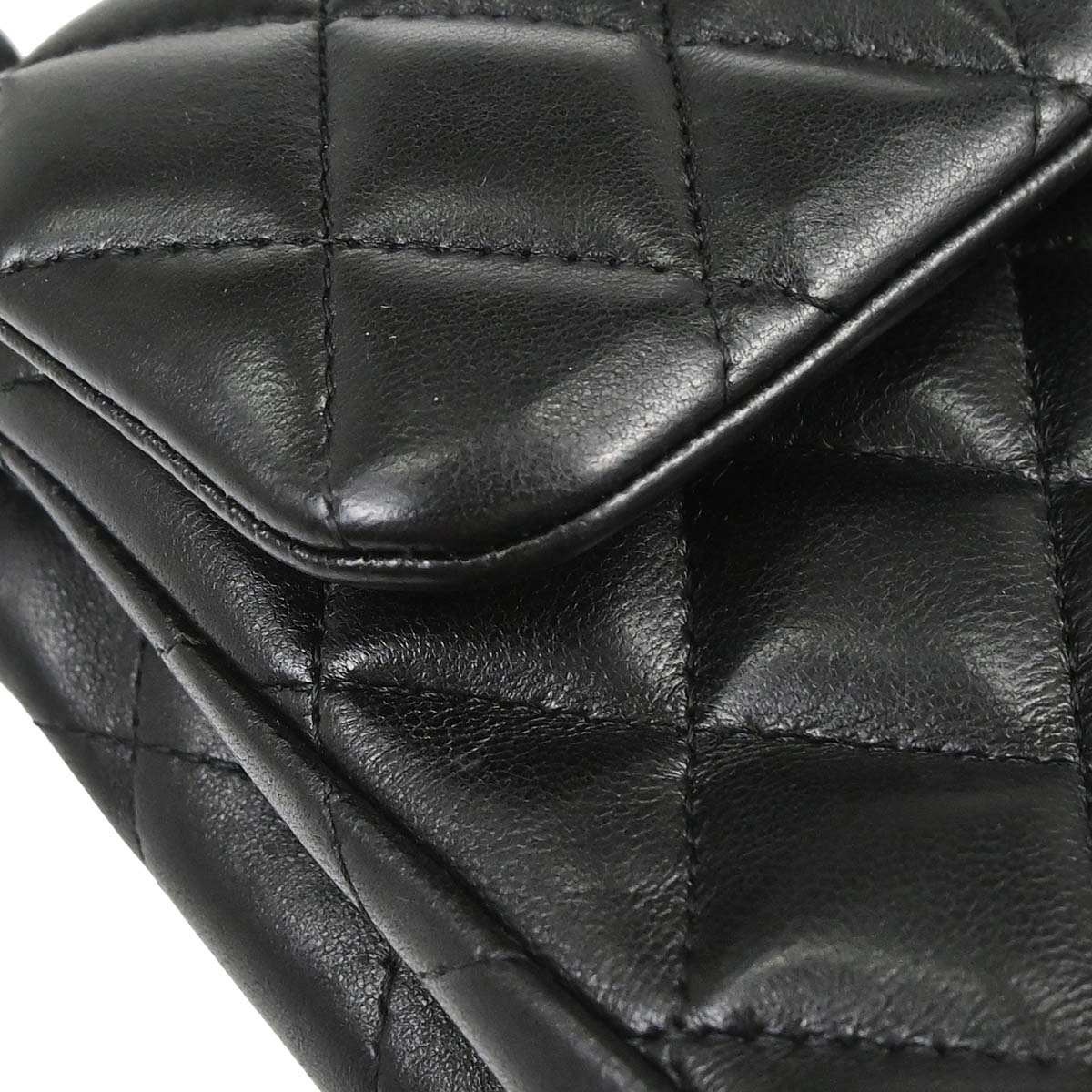 Chanel Black Lambskin East West Shoulder Bag