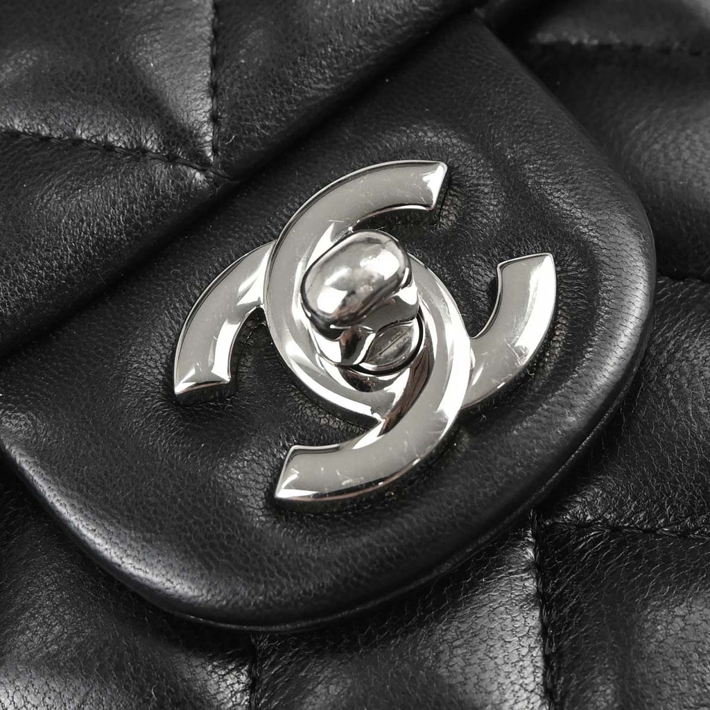 Chanel Black Lambskin East West Shoulder Bag