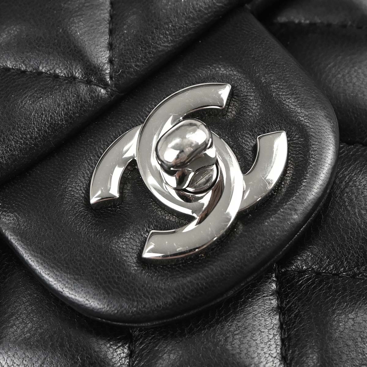 Chanel Black Lambskin East West Shoulder Bag