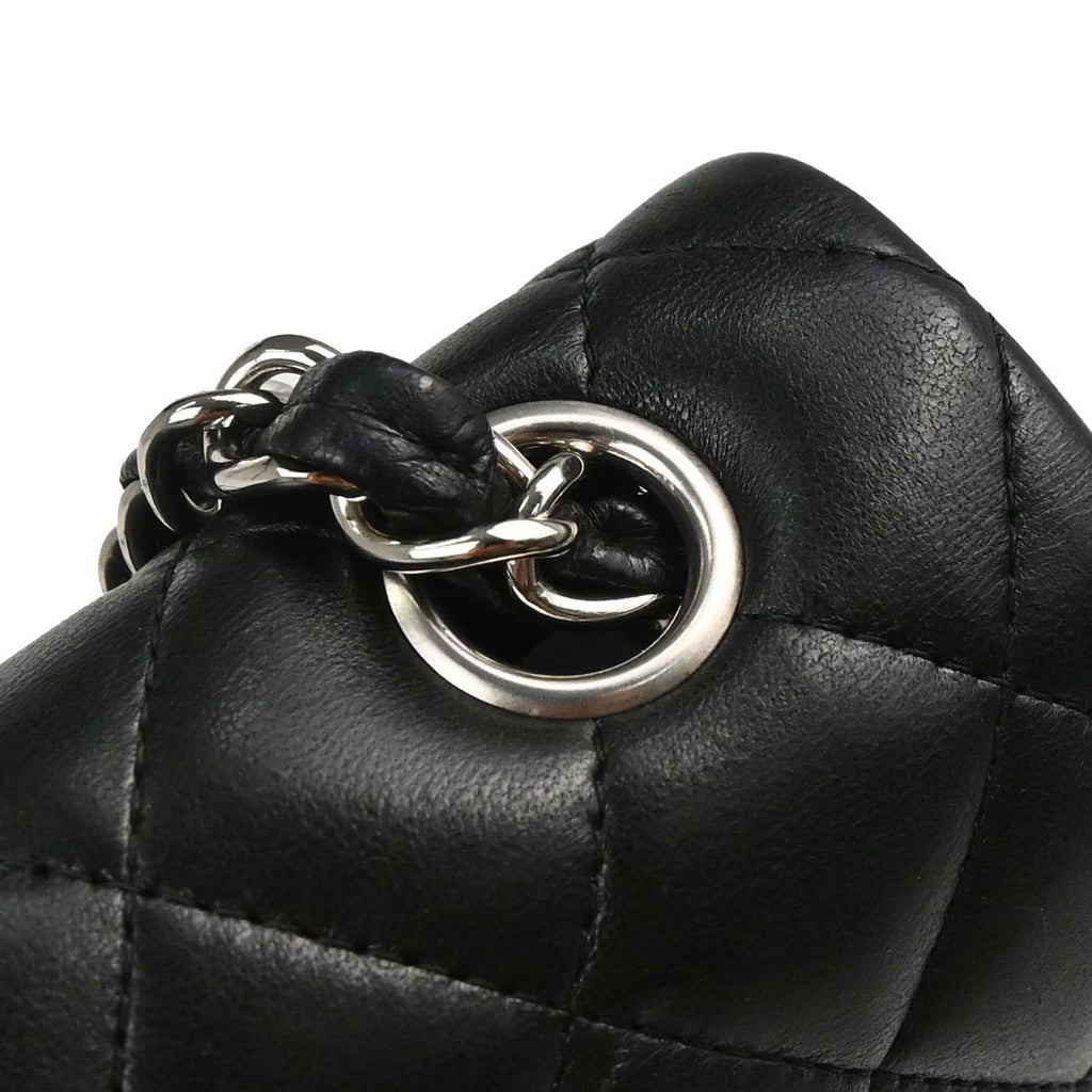 Chanel Black Lambskin East West Shoulder Bag