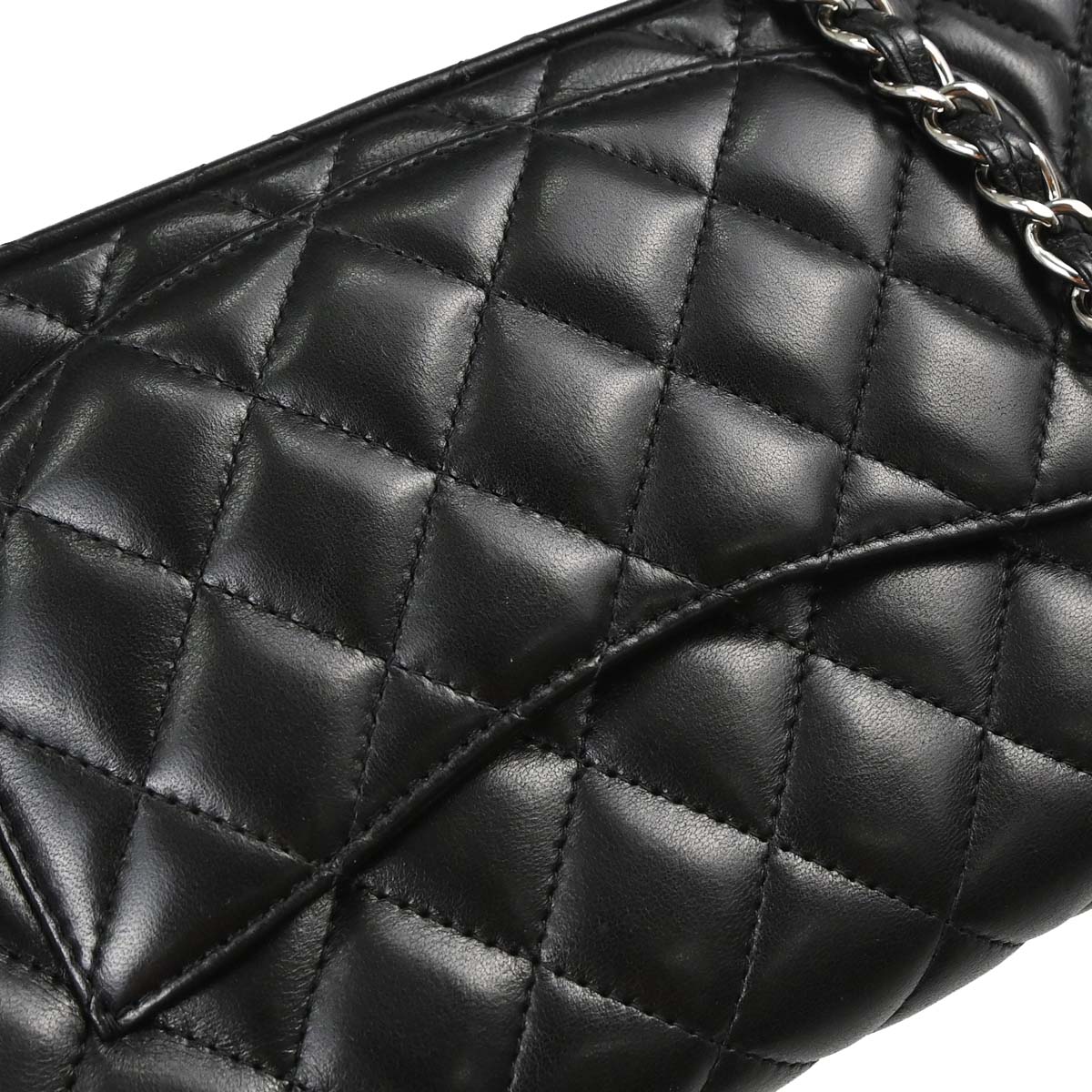 Chanel Black Lambskin East West Shoulder Bag
