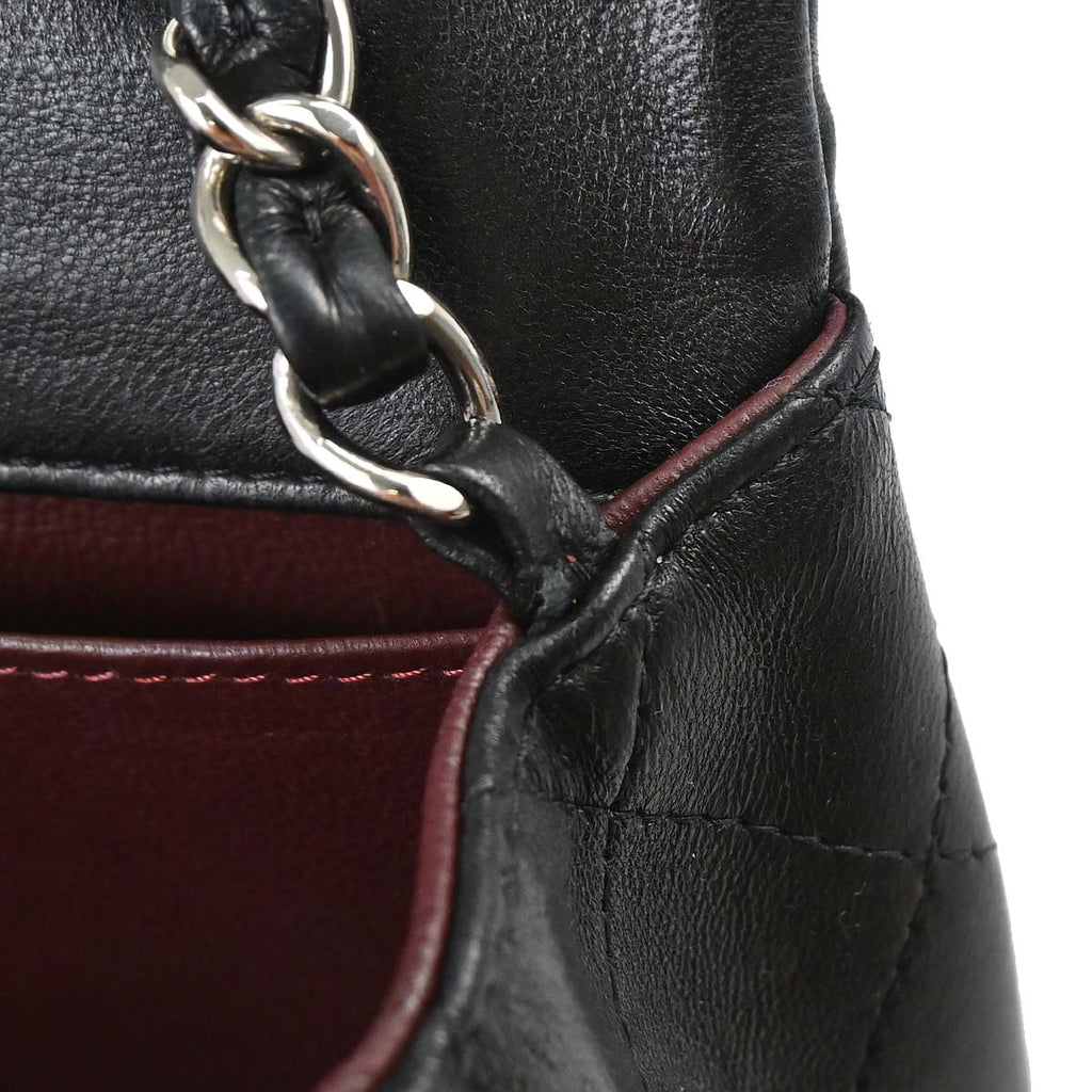 Chanel Black Lambskin East West Shoulder Bag