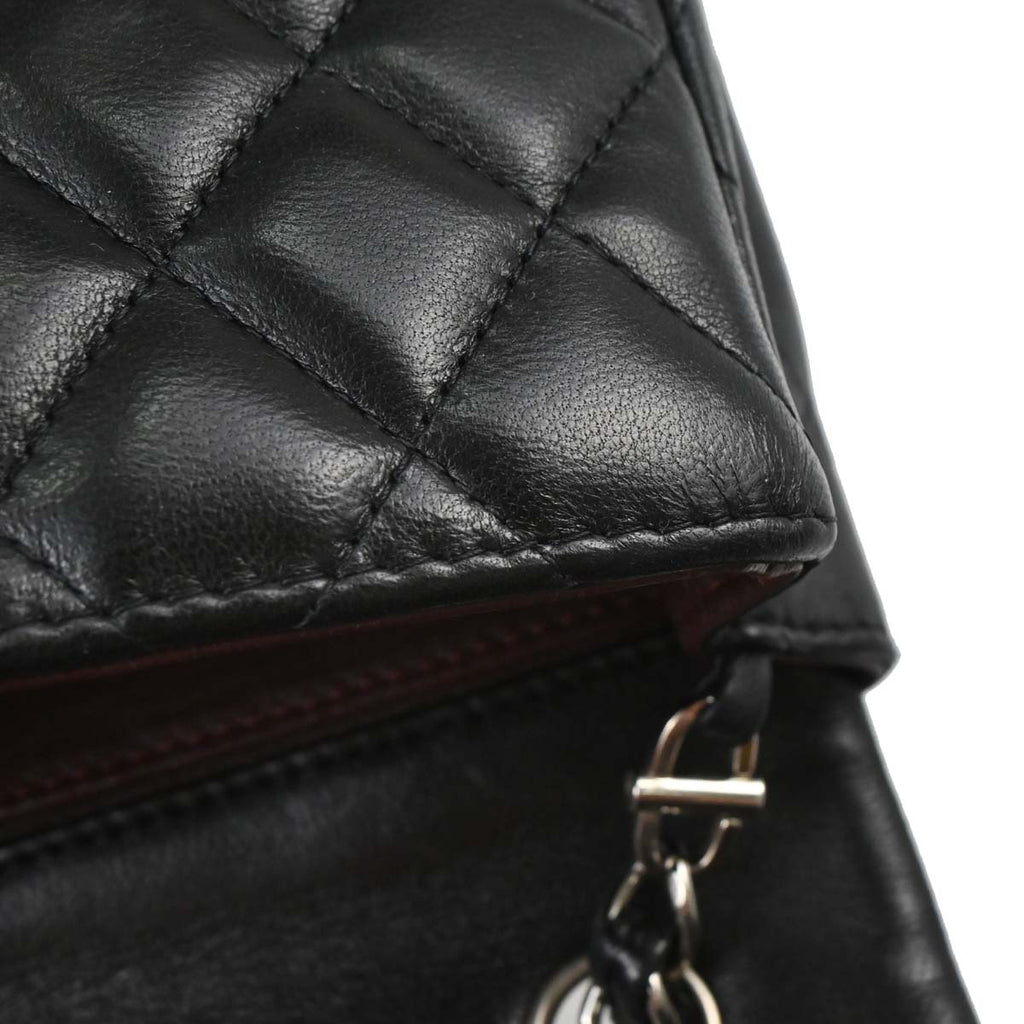 Chanel Black Lambskin East West Shoulder Bag