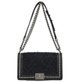 Boy Chanel 2018-2019 Black Lambskin Tweed Medium Shoulder Bag