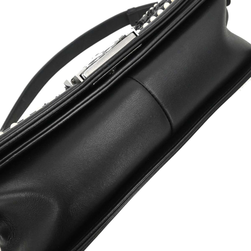 Boy Chanel 2018-2019 Black Lambskin Tweed Medium Shoulder Bag