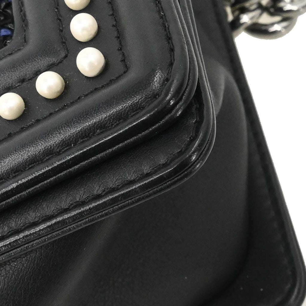 Boy Chanel 2018-2019 Black Lambskin Tweed Medium Shoulder Bag