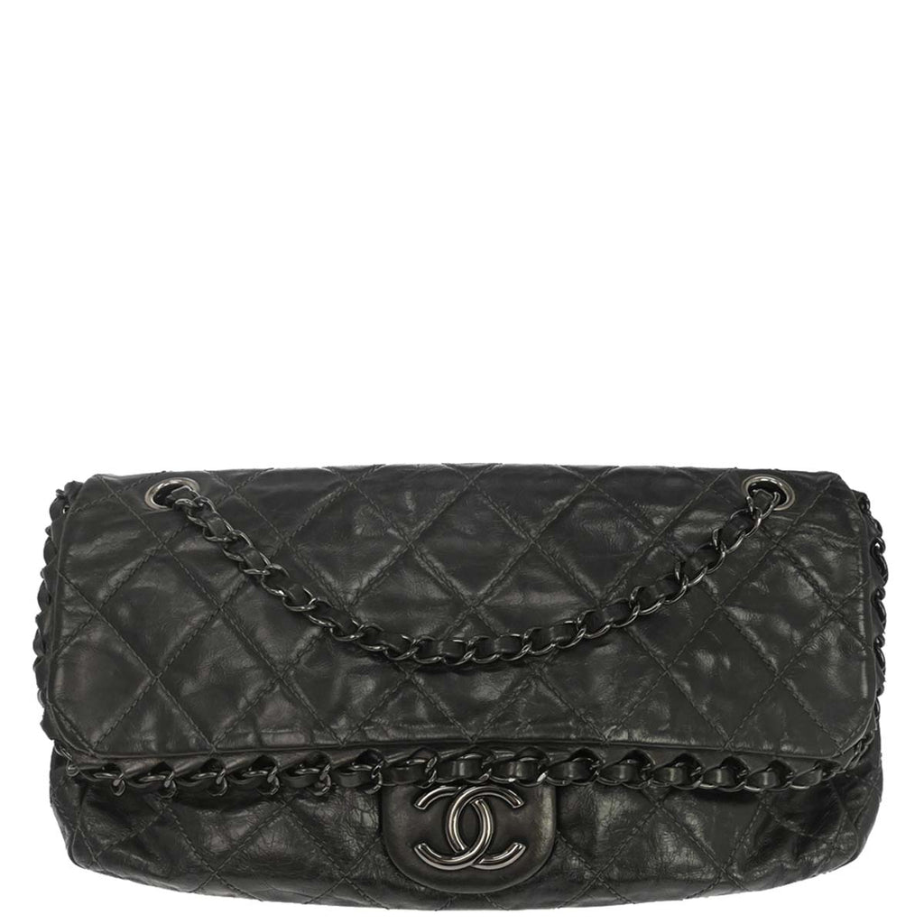 Chanel 2012 Black Calfskin Luxury Line Flap Bag