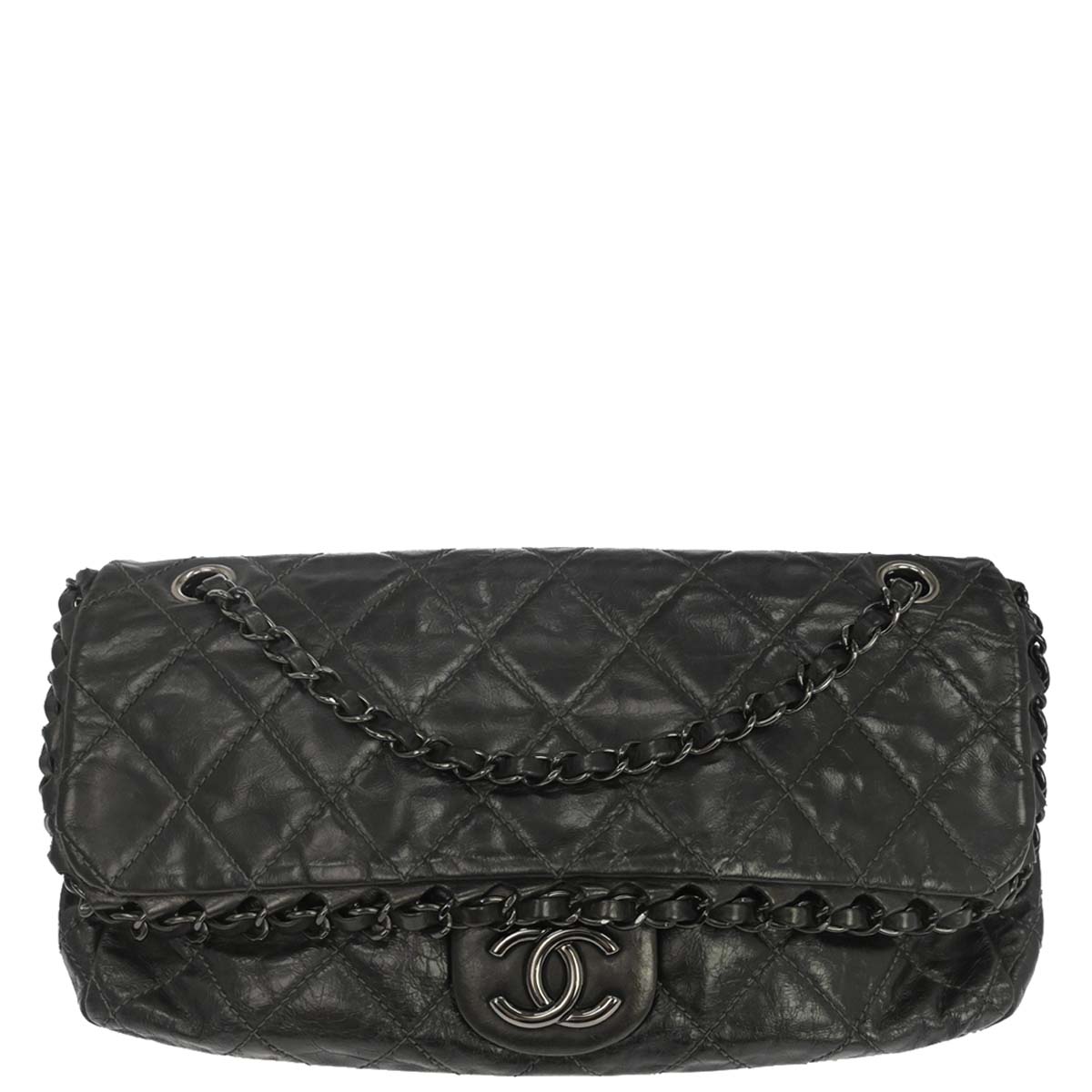 Chanel 2012 Black Calfskin Luxury Line Flap Bag