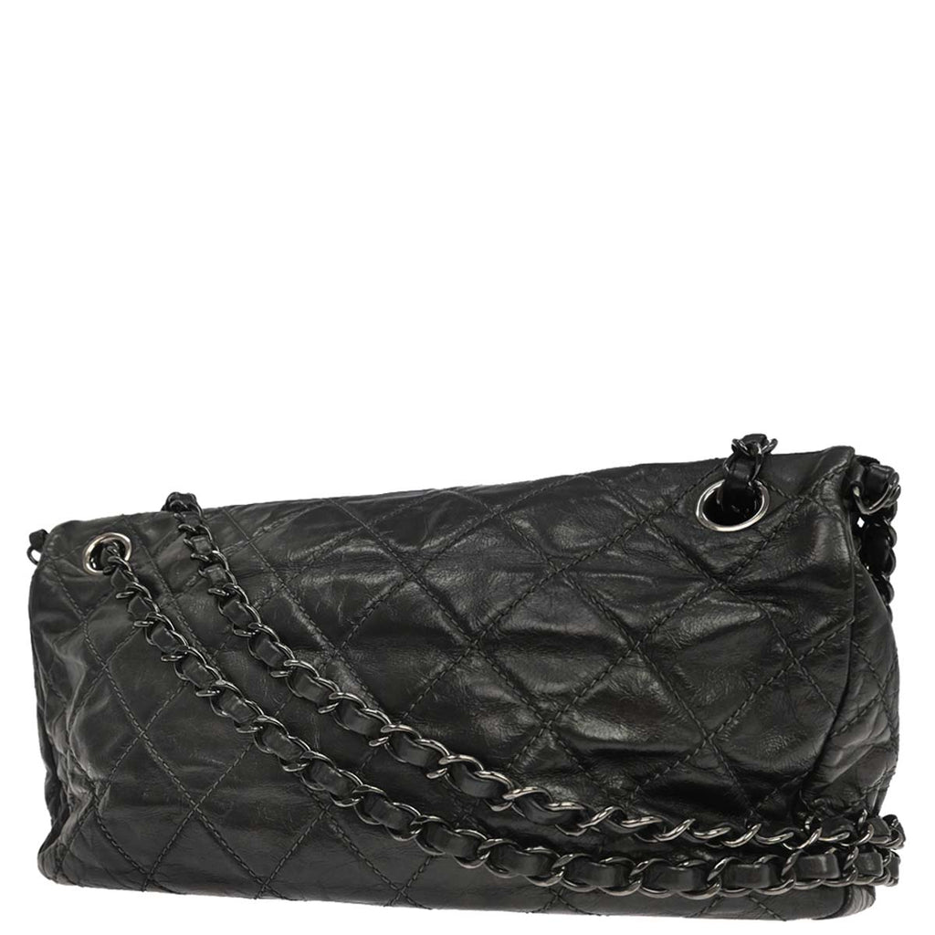 Chanel 2012 Black Calfskin Luxury Line Flap Bag
