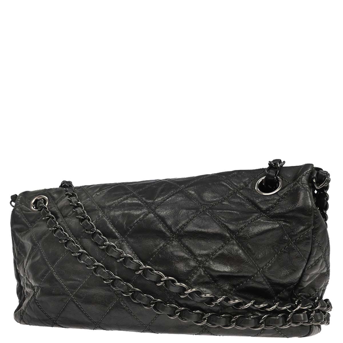 Chanel 2012 Black Calfskin Luxury Line Flap Bag