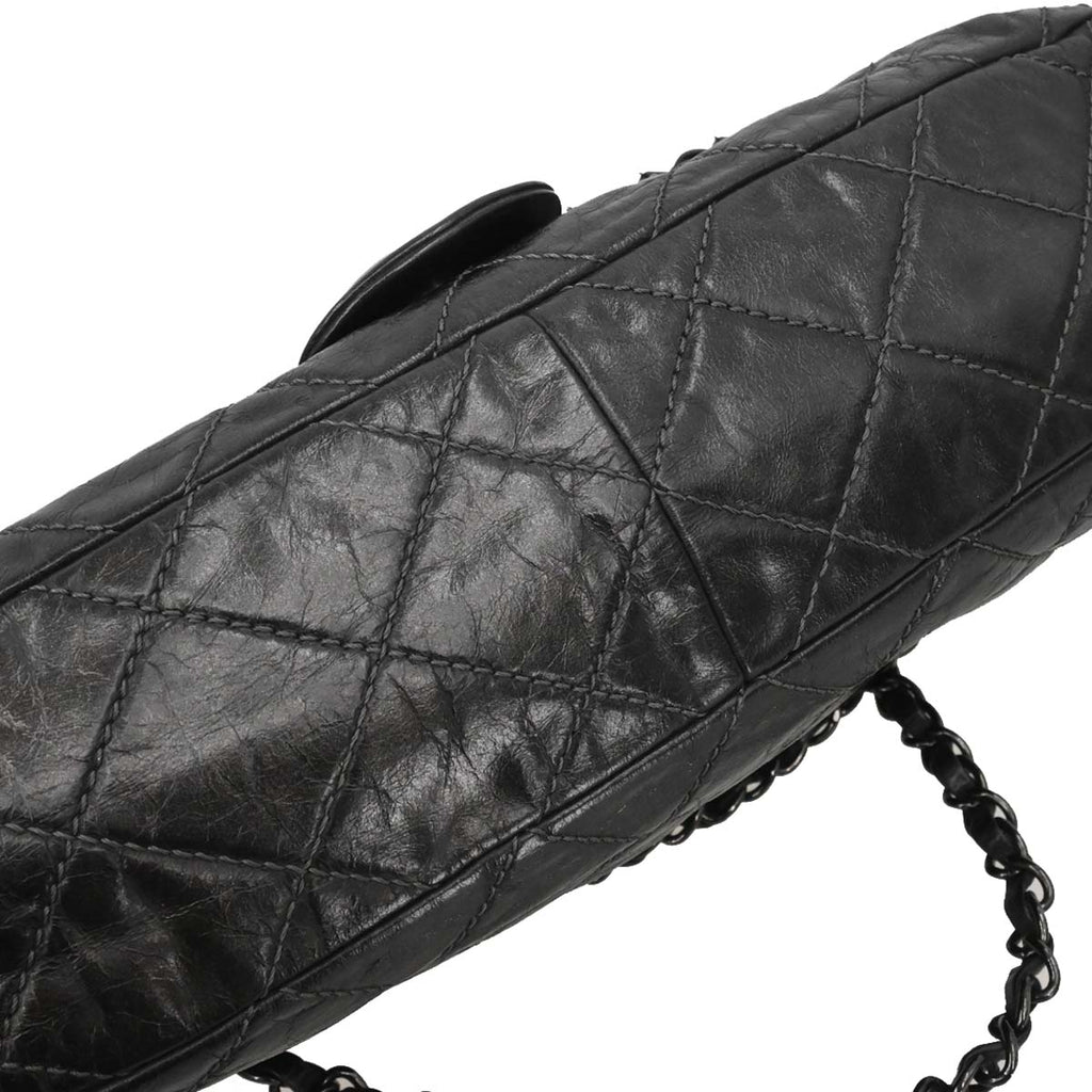 Chanel 2012 Black Calfskin Luxury Line Flap Bag