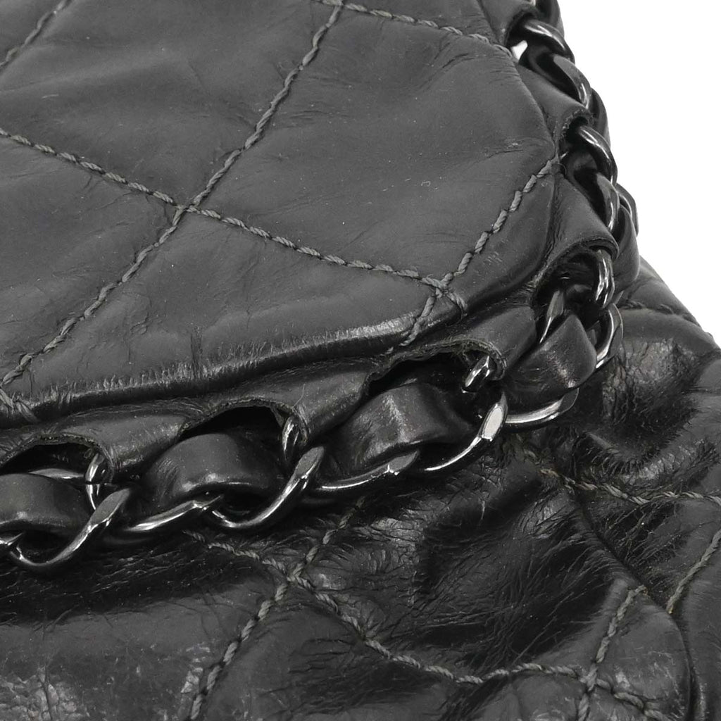 Chanel 2012 Black Calfskin Luxury Line Flap Bag