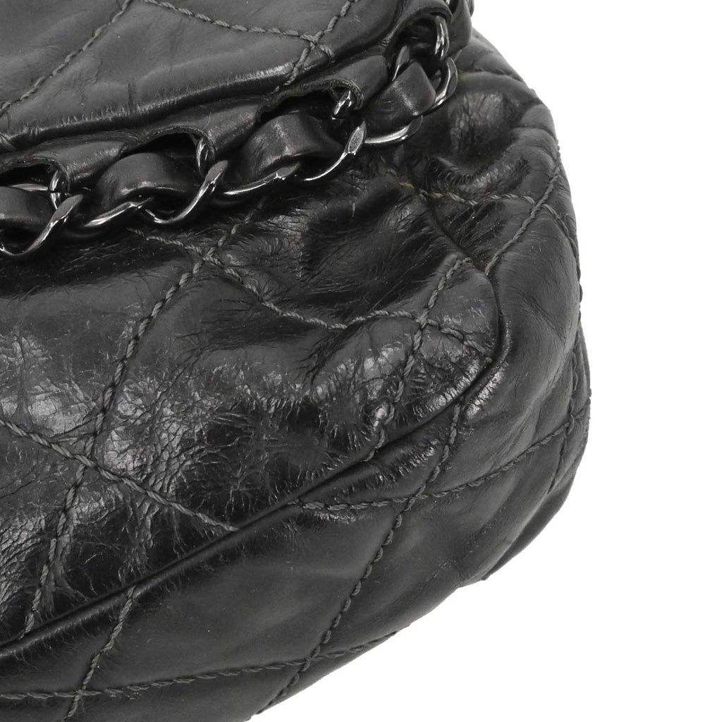 Chanel 2012 Black Calfskin Luxury Line Flap Bag
