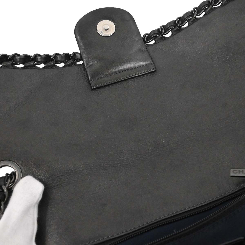 Chanel 2012 Black Calfskin Luxury Line Flap Bag