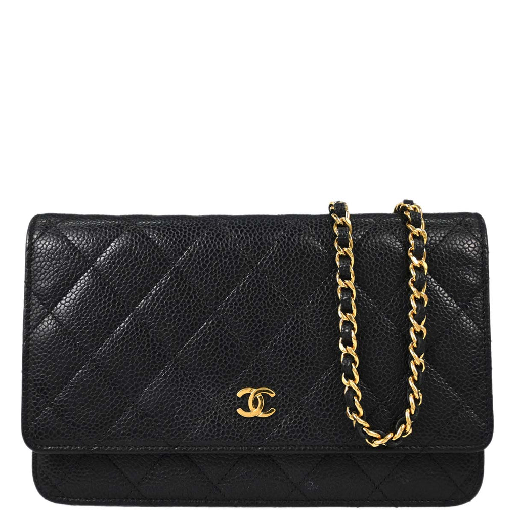 Chanel 2014-2015 Black Caviar Skin Classic WOC Wallet on Chain Bag