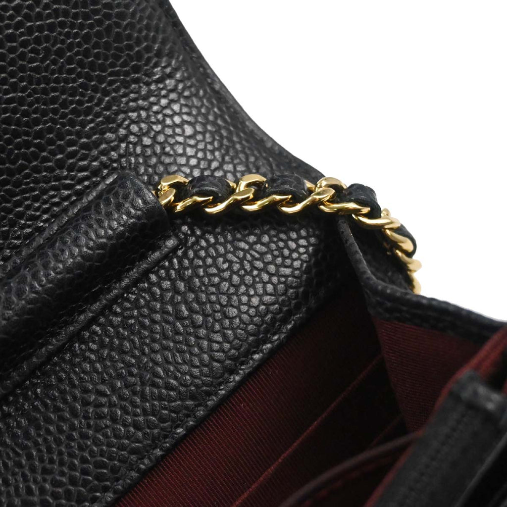Chanel 2014-2015 Black Caviar Skin Classic WOC Wallet on Chain Bag
