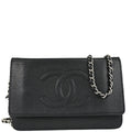Chanel 2012 Black Caviar Skin Timeless WOC Wallet on Chain Shoulder Bag