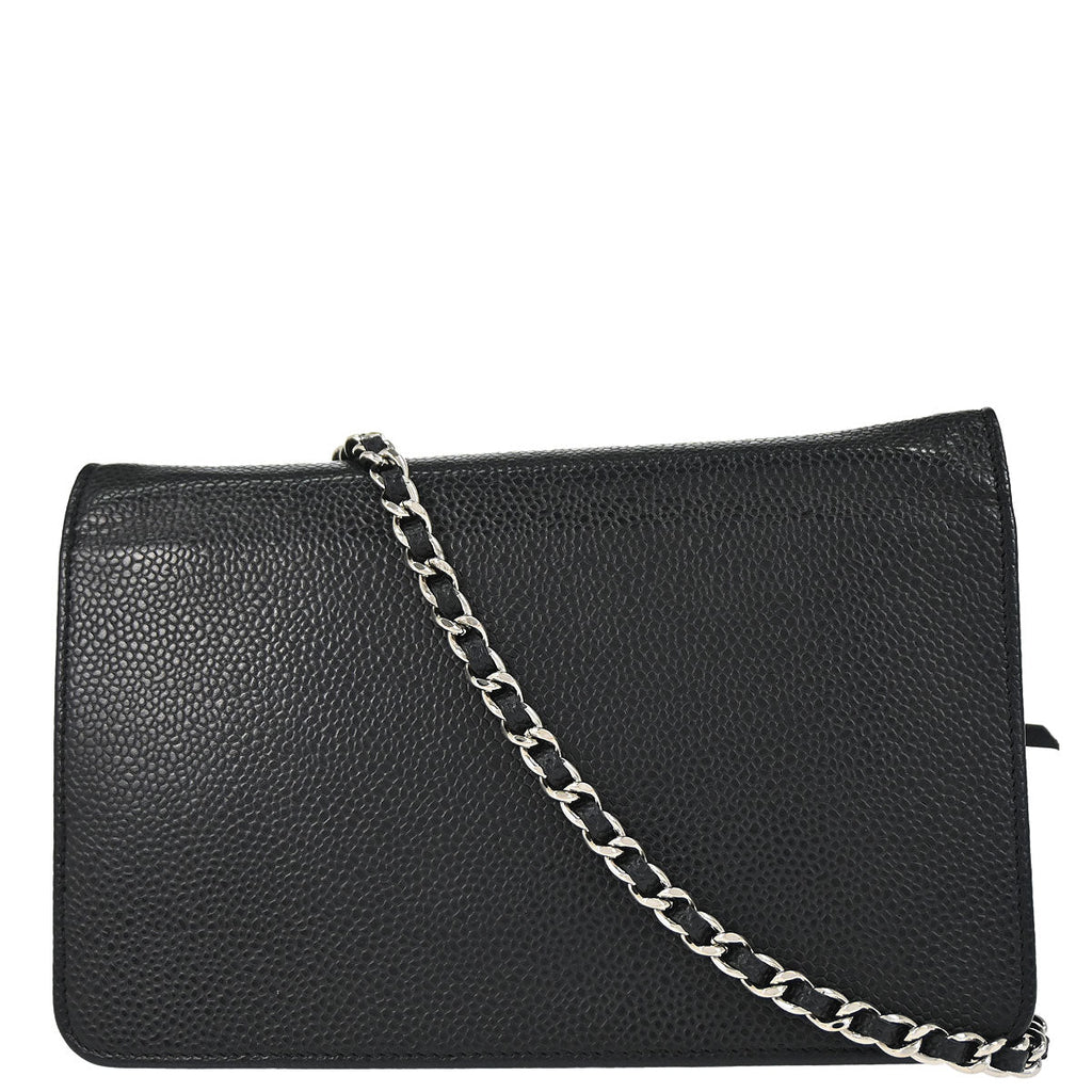 Chanel 2012 Black Caviar Skin Timeless WOC Wallet on Chain Shoulder Bag