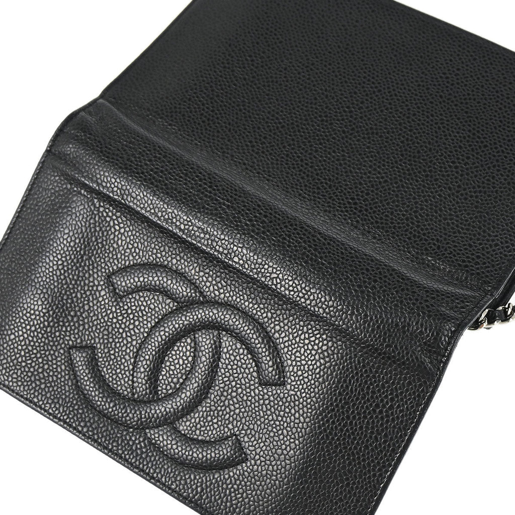 Chanel 2012 Black Caviar Skin Timeless WOC Wallet on Chain Shoulder Bag