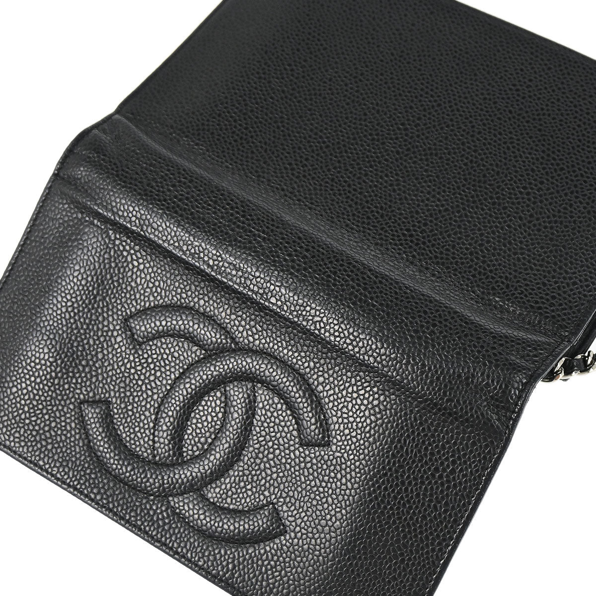 Chanel 2012 Black Caviar Skin Timeless WOC Wallet on Chain Shoulder Bag