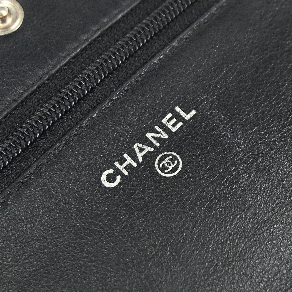Chanel 2012 Black Caviar Skin Timeless WOC Wallet on Chain Shoulder Bag