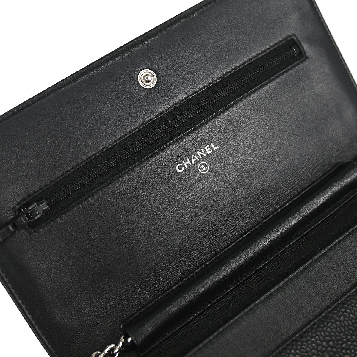 Chanel 2012 Black Caviar Skin Timeless WOC Wallet on Chain Shoulder Bag