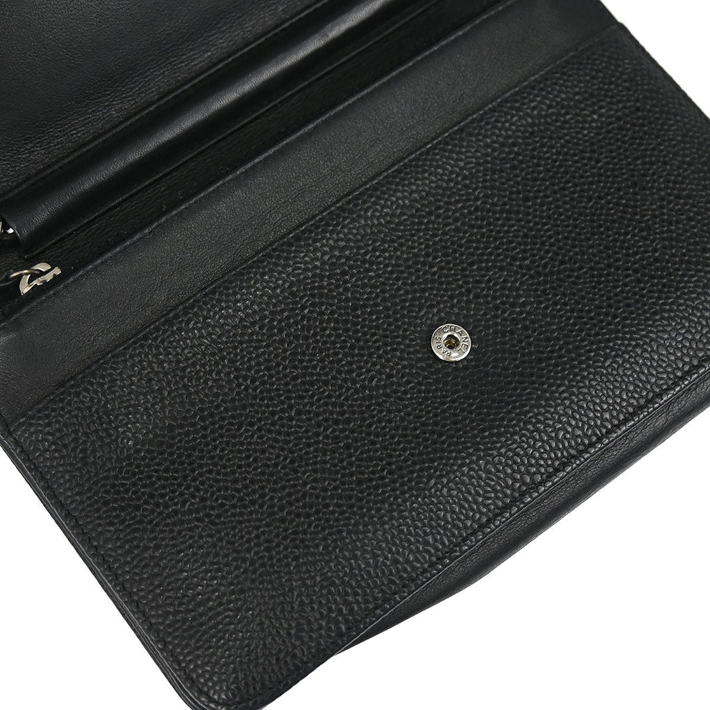 Chanel 2012 Black Caviar Skin Timeless WOC Wallet on Chain Shoulder Bag